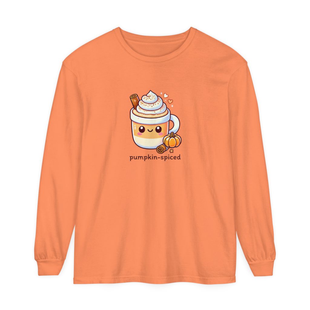 Pumpkin-Spiced Unisex Garment-Dyed Long Sleeve T-Shirt