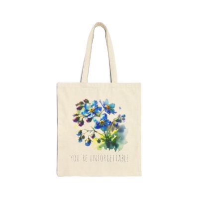 Unforgettable Forget-Me-Not Cotton Canvas Tote Bag | Nine Scoops Inspirational Floral Tote-image