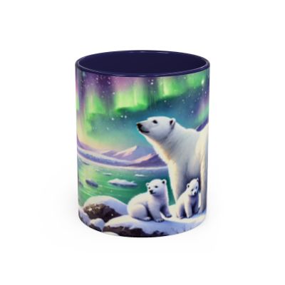 Northern Lights Polar Bear Accent Coffee Mug – Cozy Ceramic Mug with Arctic Wildlife Scene (11oz)-image