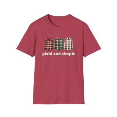 Plaid and Simple Unisex Softstyle T-Shirt | Cozy Flannel-Inspired Winter Tee by Nine Scoops-image