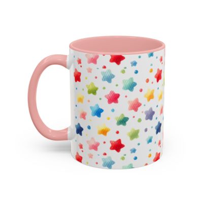 Rainbow Stars Accent Coffee Mug – Colorful Ceramic Mug for Bright Mornings (11oz)-image