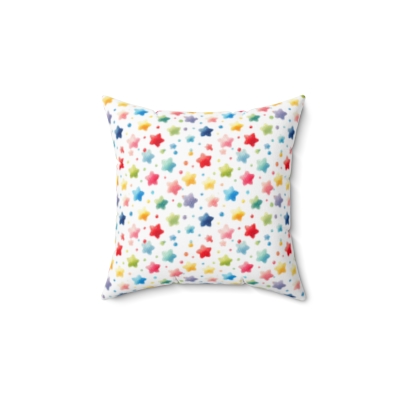 Rainbow Stars Spun Polyester Square Pillow – Colorful Decorative Throw Pillow for Cozy Spaces (14" x 14")-image